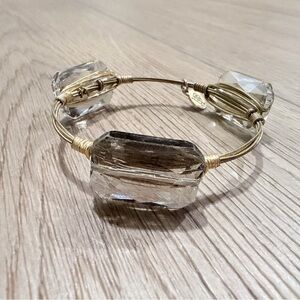 Bourbon & Bowties Elegant Gold Wire and Smokey Gray Gem Stone Women's Bracelet